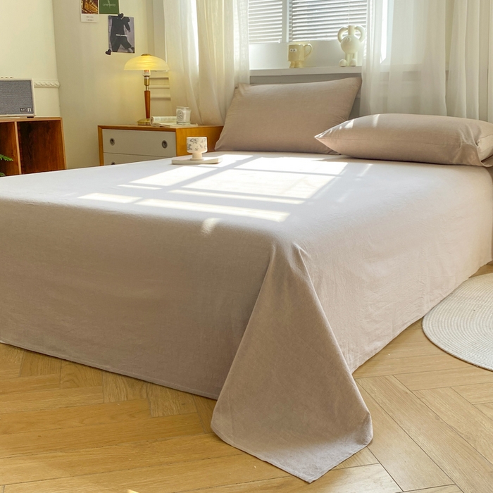 91家纺网 家纺一手货源 找家纺 恋人优选 2026新款全棉纯棉色织床单单床单床单单件 杏仁棕