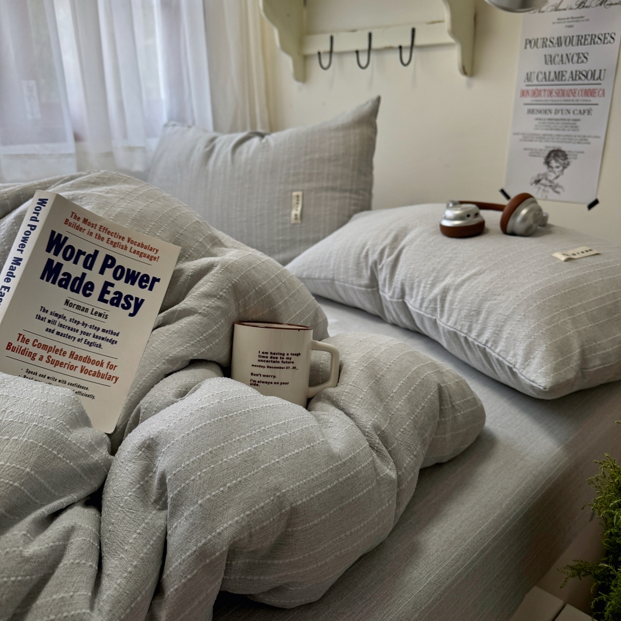 91家纺网 家纺一手货源 找家纺 艾特你 2026新款亚麻风纯色无印四件套 浅灰