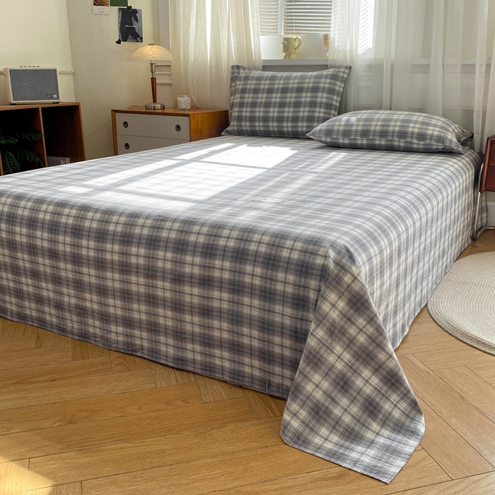 91家纺网 家纺一手货源 找家纺 恋人优选 2026新款全棉纯棉色织床单单床单床单单件 格韵灰（无标款）