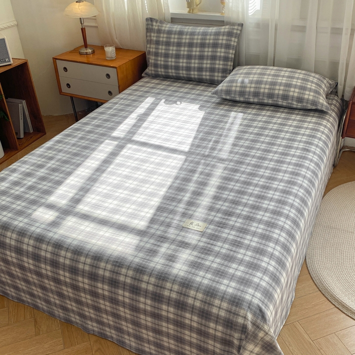 91家纺网 家纺一手货源 找家纺 恋人优选 2026新款全棉纯棉色织床单单床单床单单件 格韵灰（无标款）