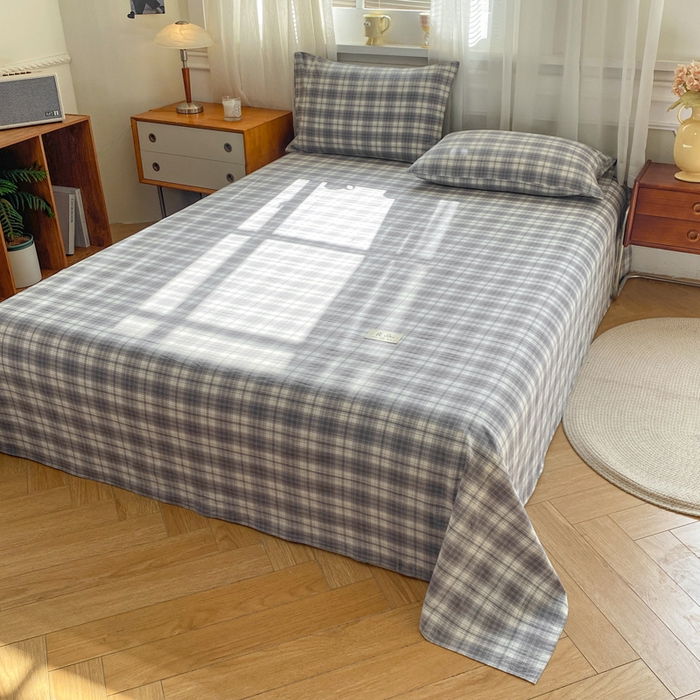 91家纺网 家纺一手货源 找家纺 恋人优选 2026新款全棉纯棉色织床单单床单床单单件 格韵灰（无标款）