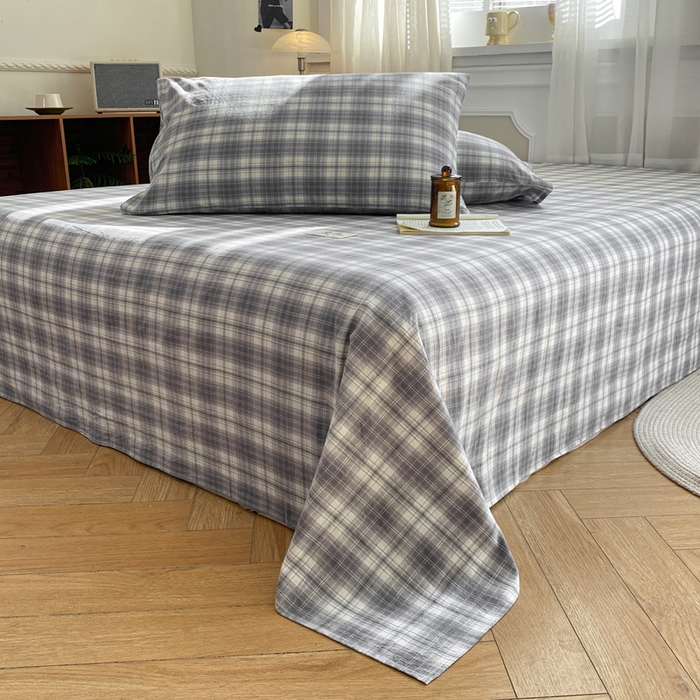 91家纺网 家纺一手货源 找家纺 恋人优选 2026新款全棉纯棉色织床单单床单床单单件 格韵灰（无标款）