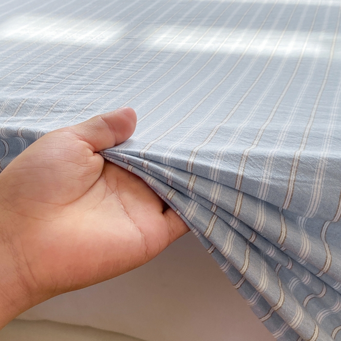 91家纺网 家纺一手货源 找家纺 恋人优选 2026新款全棉纯棉色织床单单床单床单单件 简希蓝条（无标款）