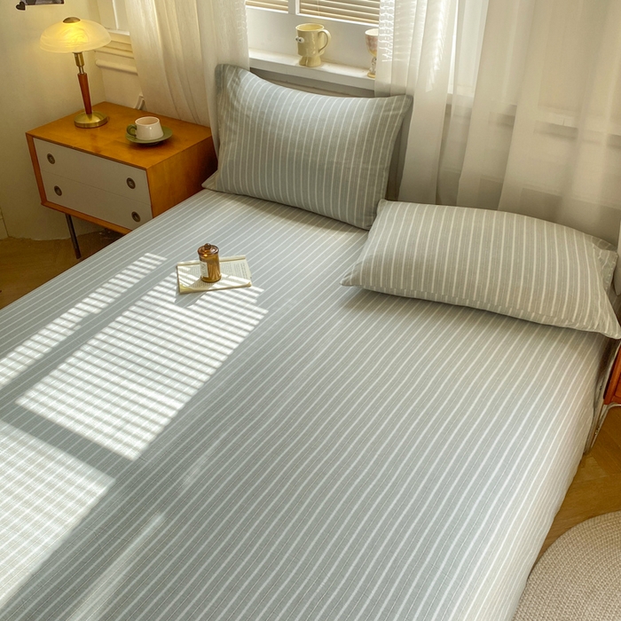 91家纺网 家纺一手货源 找家纺 恋人优选 2026新款全棉纯棉色织床单单床单床单单件 简希绿条（无标款）