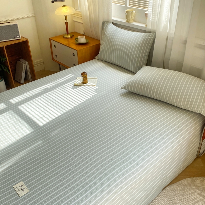 91家纺网 家纺一手货源 找家纺 恋人优选 2026新款全棉纯棉色织床单单床单床单单件 简希绿条（无标款）