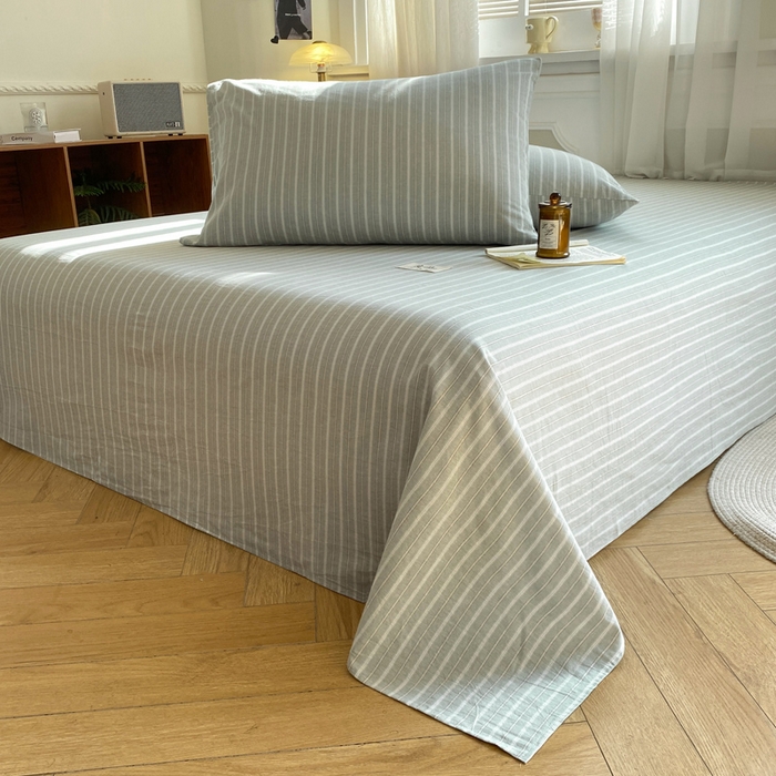 91家纺网 家纺一手货源 找家纺 恋人优选 2026新款全棉纯棉色织床单单床单床单单件 简希绿条（无标款）