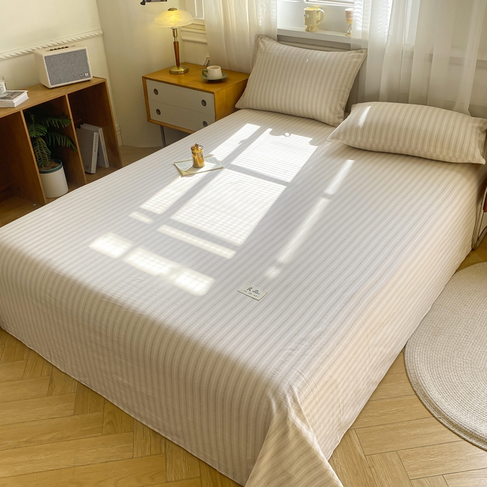 91家纺网 家纺一手货源 找家纺 恋人优选 2026新款全棉纯棉色织床单单床单床单单件 简希米条（无标款）