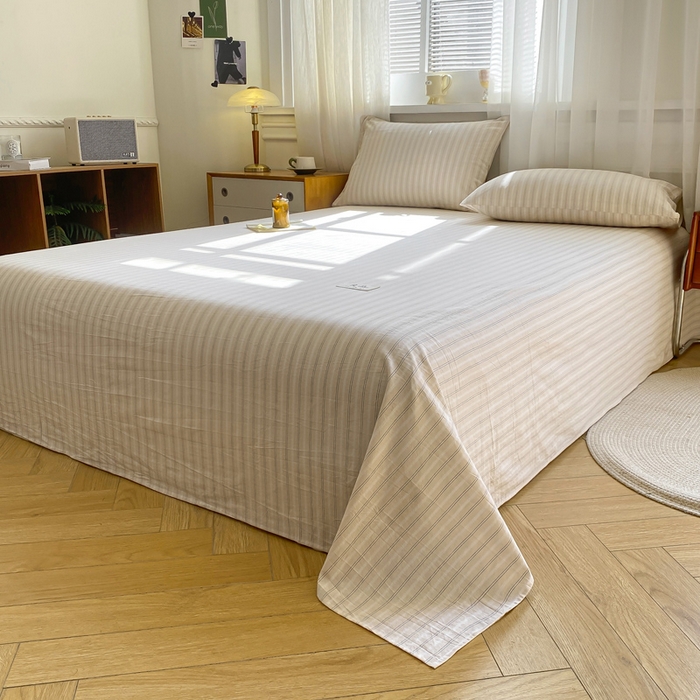 91家纺网 家纺一手货源 找家纺 恋人优选 2026新款全棉纯棉色织床单单床单床单单件 简希米条（无标款）