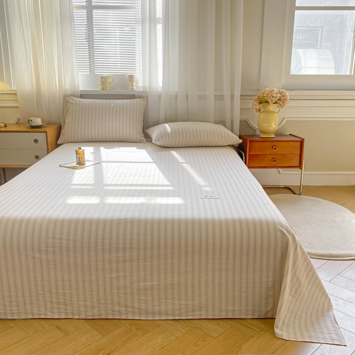 91家纺网 家纺一手货源 找家纺 恋人优选 2026新款全棉纯棉色织床单单床单床单单件 简希米条（无标款）