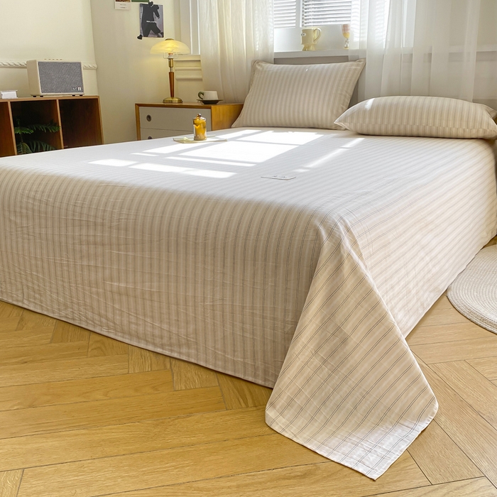 91家纺网 家纺一手货源 找家纺 恋人优选 2026新款全棉纯棉色织床单单床单床单单件 简希米条（无标款）