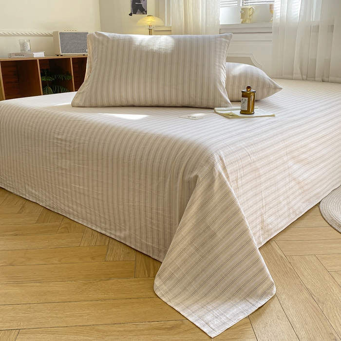 91家纺网 家纺一手货源 找家纺 恋人优选 2026新款全棉纯棉色织床单单床单床单单件 简希米条（无标款）