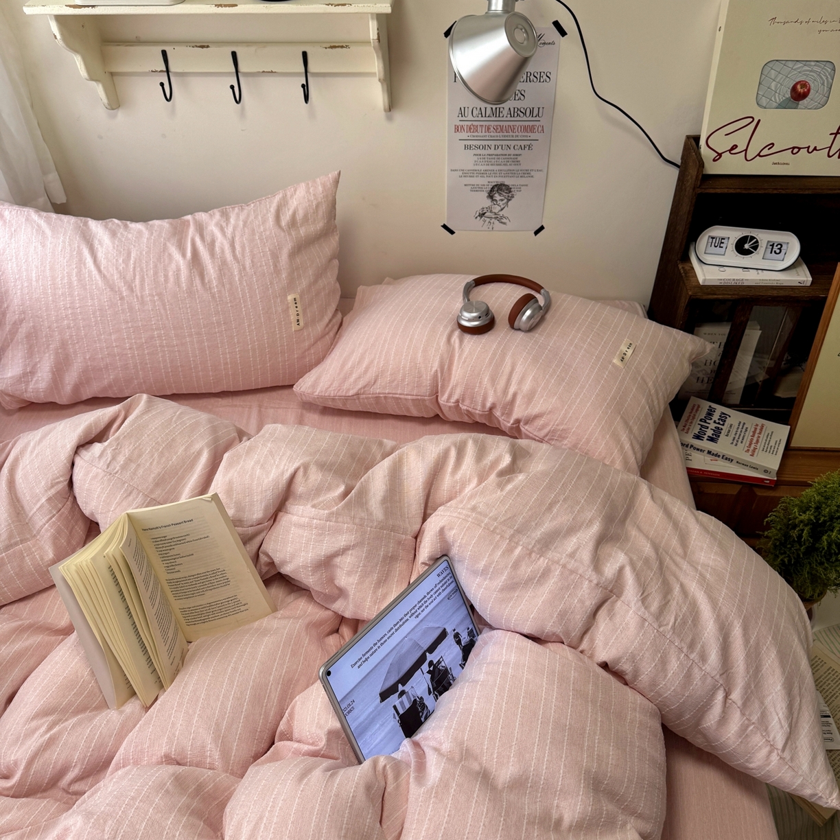 91家纺网 家纺一手货源 找家纺 艾特你 2026新款亚麻风纯色无印四件套 玉色