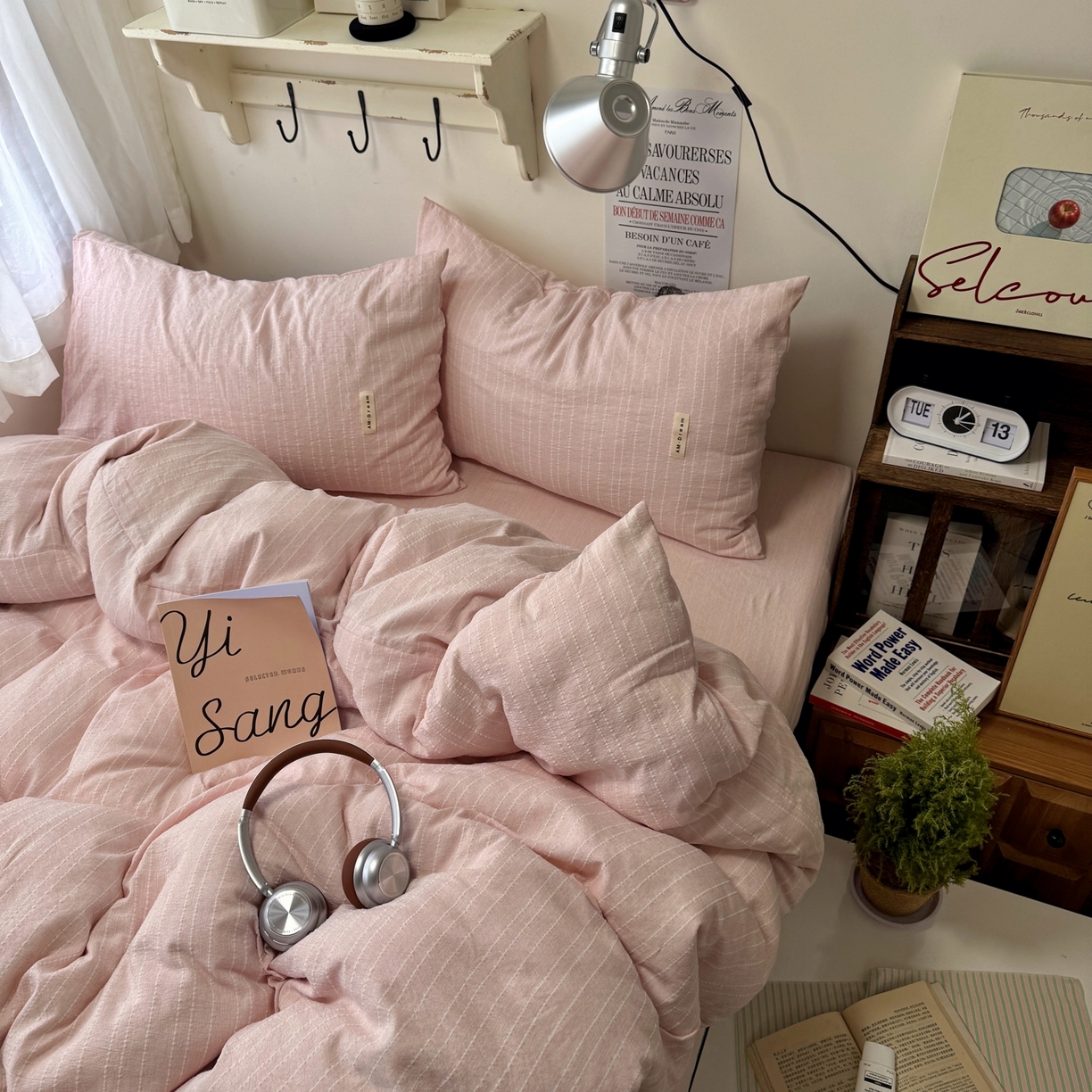 91家纺网 家纺一手货源 找家纺 艾特你 2026新款亚麻风纯色无印四件套 玉色