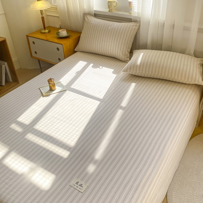 91家纺网 家纺一手货源 找家纺 恋人优选 2026新款全棉纯棉色织床单单床单床单单件 简希米条（无标款）