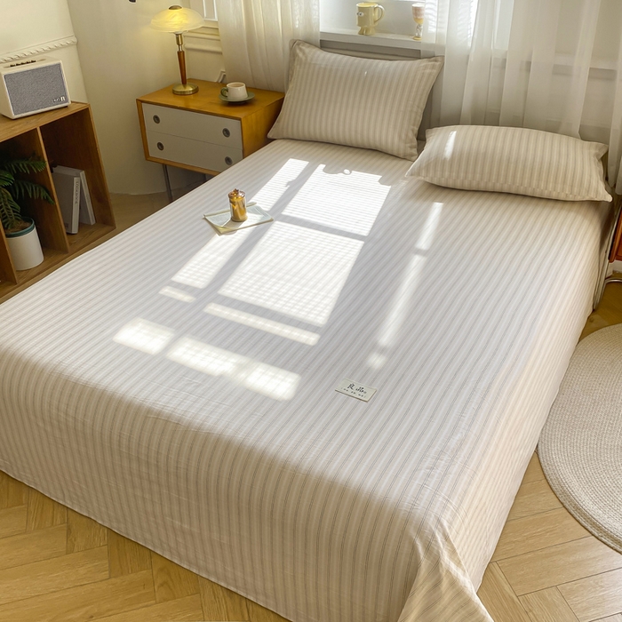 91家纺网 家纺一手货源 找家纺 恋人优选 2026新款全棉纯棉色织床单单床单床单单件 简希米条（无标款）