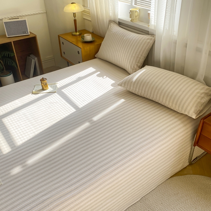 91家纺网 家纺一手货源 找家纺 恋人优选 2026新款全棉纯棉色织床单单床单床单单件 简希米条（无标款）