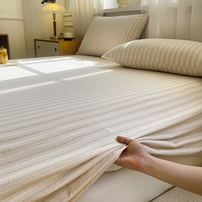 91家纺网 家纺一手货源 找家纺 恋人优选 2026新款全棉纯棉色织床单单床单床单单件 简希米条（无标款）