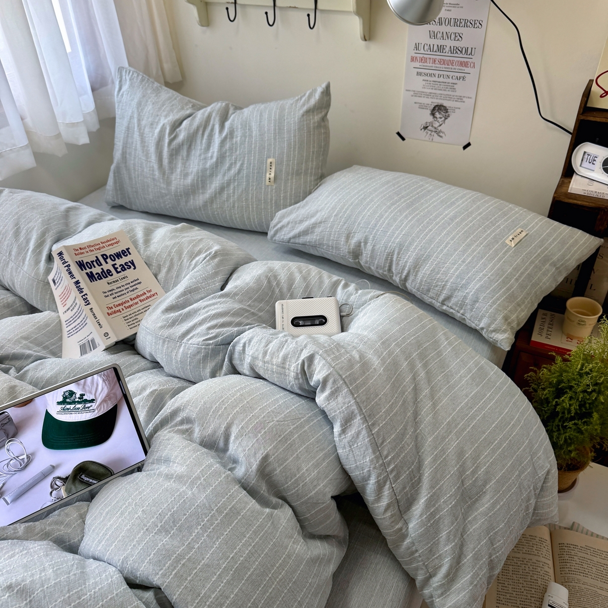 91家纺网 家纺一手货源 找家纺 艾特你 2026新款亚麻风纯色无印四件套 中兰