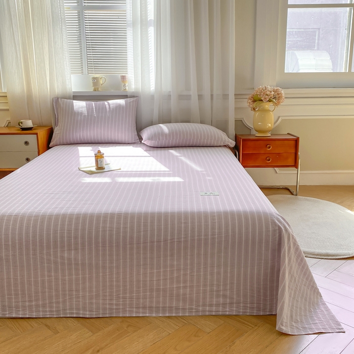91家纺网 家纺一手货源 找家纺 恋人优选 2026新款全棉纯棉色织床单单床单床单单件 简希紫条（无标款）