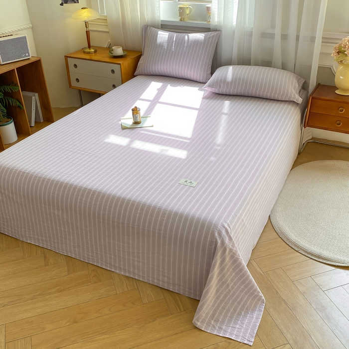 91家纺网 家纺一手货源 找家纺 恋人优选 2026新款全棉纯棉色织床单单床单床单单件 简希紫条（无标款）