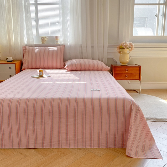 91家纺网 家纺一手货源 找家纺 恋人优选 2026新款全棉纯棉色织床单单床单床单单件 娇韵粉