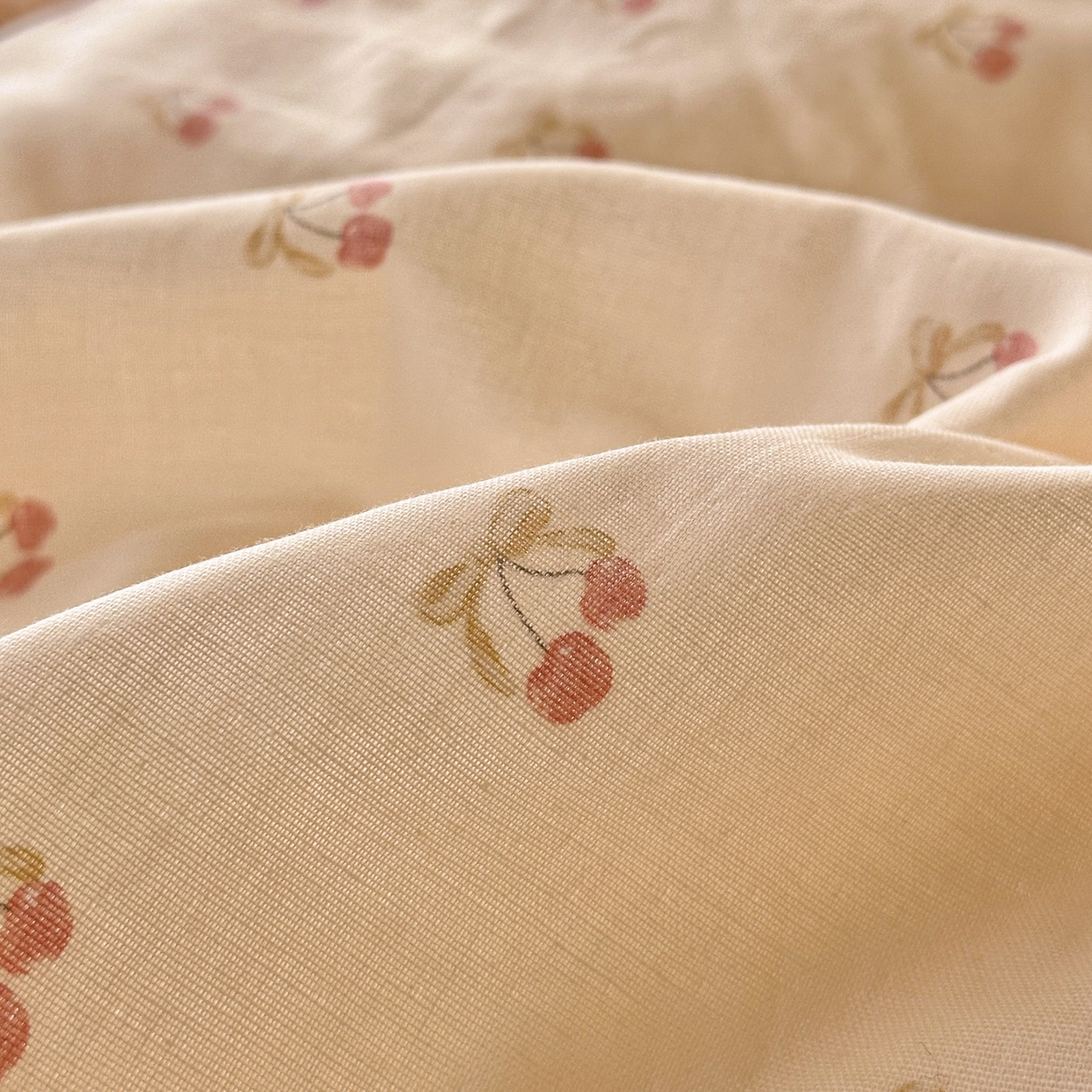 91家纺网 家纺一手货源 找家纺 锦彩家居 2026新款A类全棉双层纱韩式花边款小清新三件套四件套INS小红书博主风-晚茶与夏系列（提供买家秀） 桃桃气泡