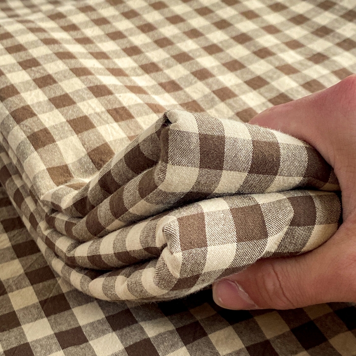 91家纺网 家纺一手货源 找家纺 恋人优选 2026新款全棉纯棉色织床单单床单床单单件 素格-咖（无标款）