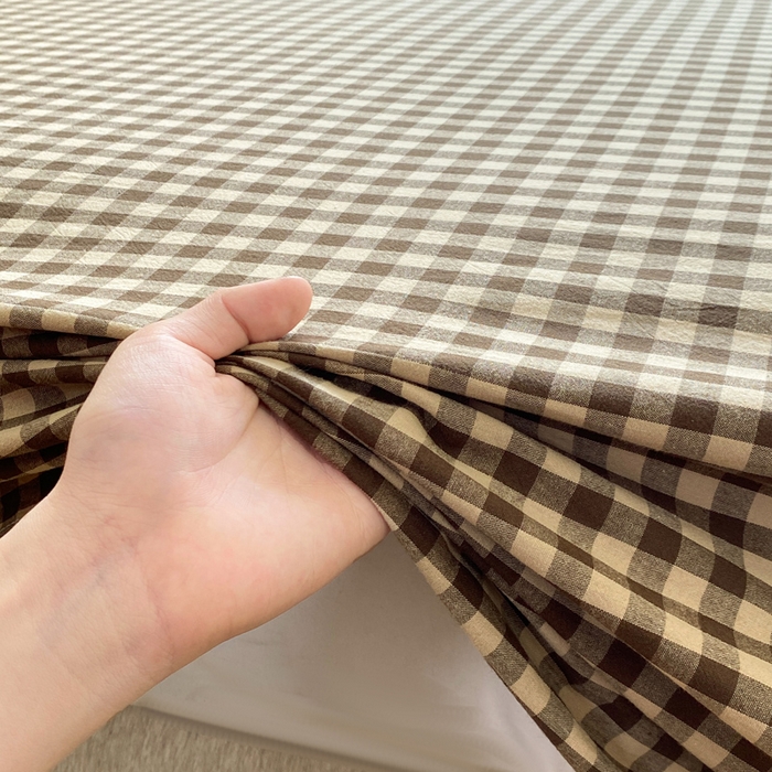 91家纺网 家纺一手货源 找家纺 恋人优选 2026新款全棉纯棉色织床单单床单床单单件 素格-咖（无标款）