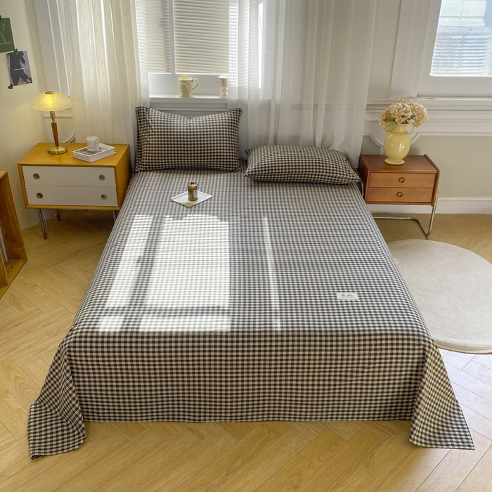 恋人优选 2026新款全棉纯棉色织床单单床单床单单件 素格-绿（无标款）