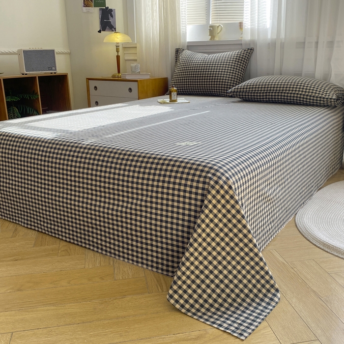 91家纺网 家纺一手货源 找家纺 恋人优选 2026新款全棉纯棉色织床单单床单床单单件 素格-绿（无标款）