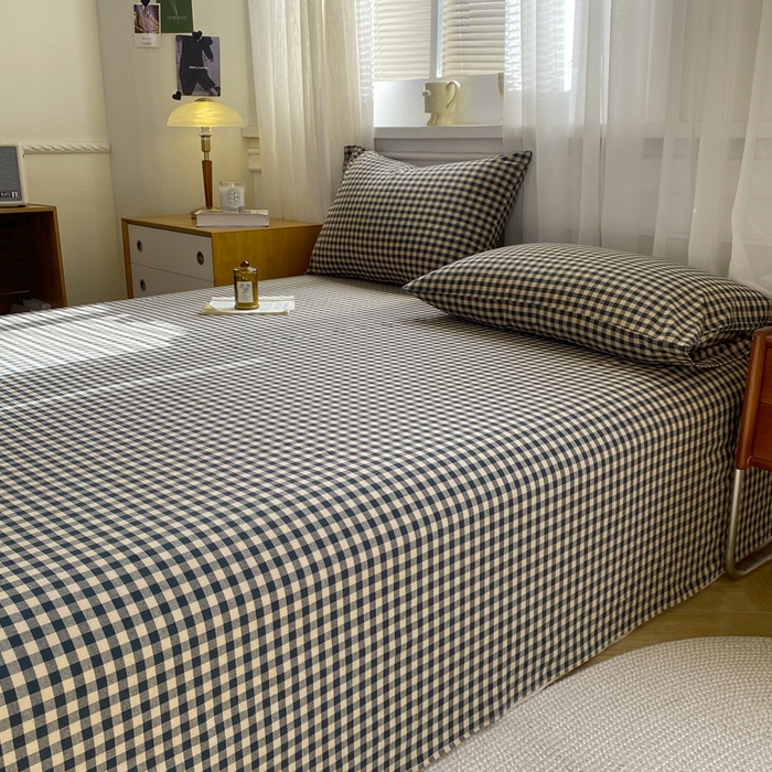 91家纺网 家纺一手货源 找家纺 恋人优选 2026新款全棉纯棉色织床单单床单床单单件 素格-绿（无标款）