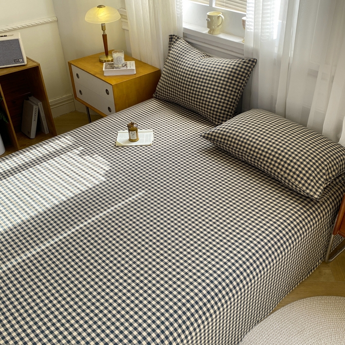 91家纺网 家纺一手货源 找家纺 恋人优选 2026新款全棉纯棉色织床单单床单床单单件 素格-绿（无标款）