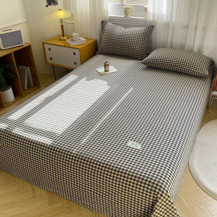 91家纺网 家纺一手货源 找家纺 恋人优选 2026新款全棉纯棉色织床单单床单床单单件 素格-绿（无标款）