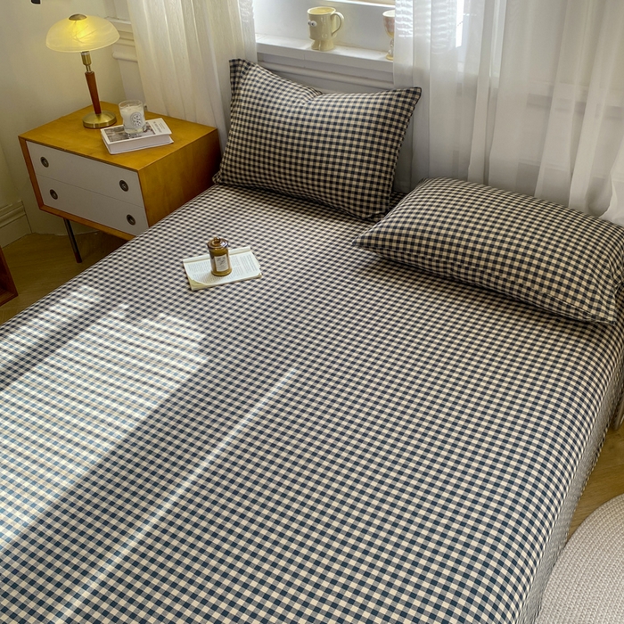 91家纺网 家纺一手货源 找家纺 恋人优选 2026新款全棉纯棉色织床单单床单床单单件 素格-绿（无标款）