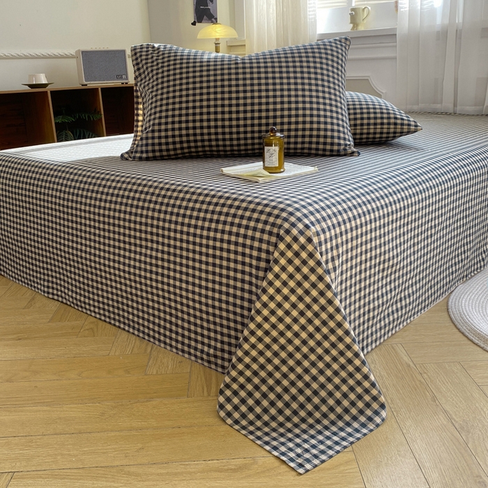 91家纺网 家纺一手货源 找家纺 恋人优选 2026新款全棉纯棉色织床单单床单床单单件 素格-绿（无标款）