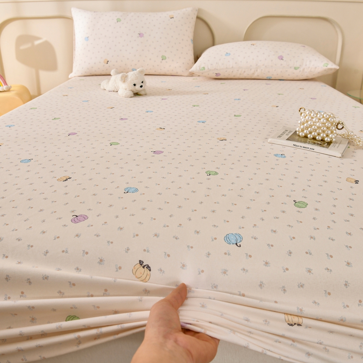 91家纺网 家纺一手货源 找家纺 悠米悠家 2026新款工艺款印花老粗布床笠单品床笠床笠单件凉席席子 浅禾南瓜记