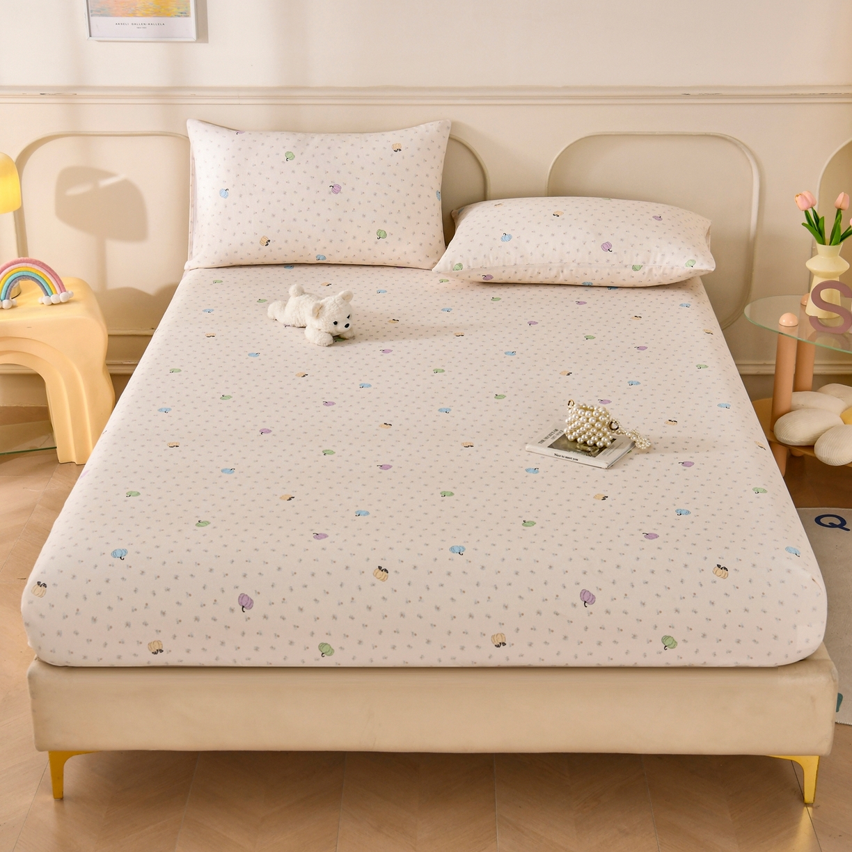 91家纺网 家纺一手货源 找家纺 悠米悠家 2026新款工艺款印花老粗布床笠单品床笠床笠单件凉席席子 浅禾南瓜记