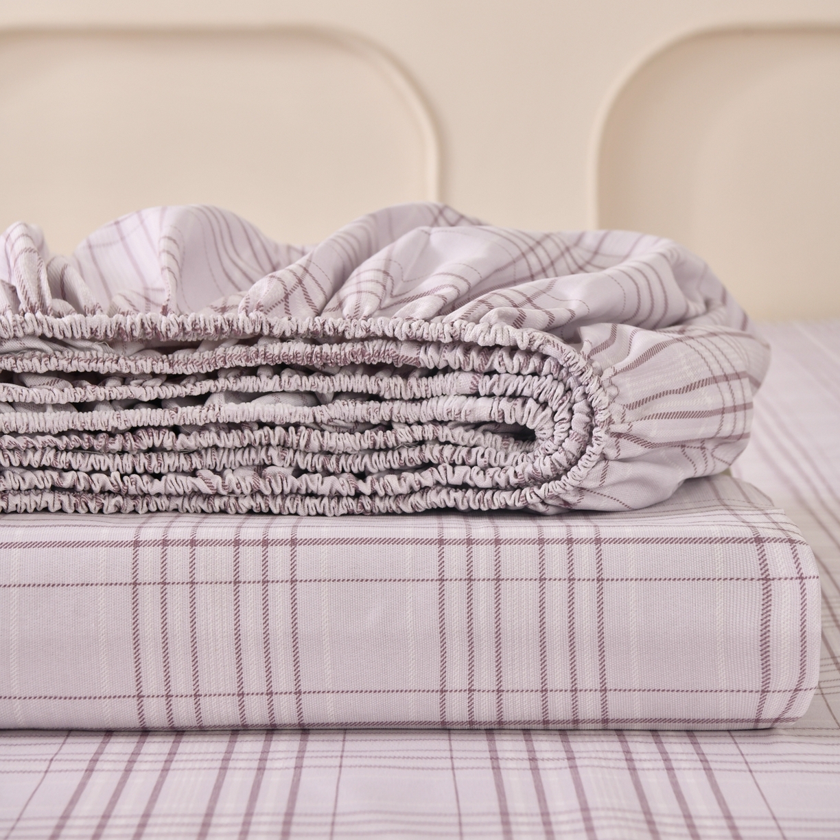 悠米悠家 2026新款工艺款印花老粗布床笠单品床笠床笠单件凉席席子 紫雾格序