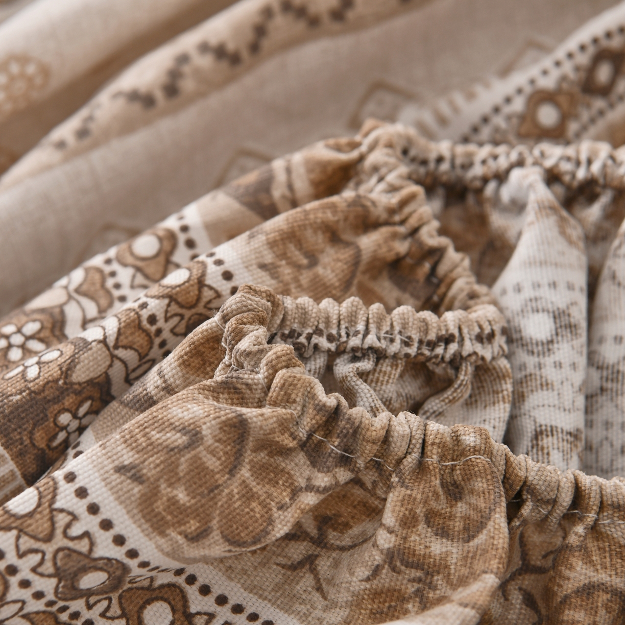 91家纺网 家纺一手货源 找家纺 悠米悠家 2026新款工艺款印花老粗布床笠单品床笠床笠单件凉席席子 棕调波西纹