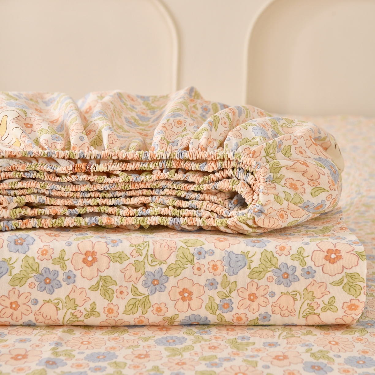 悠米悠家 2026新款工艺款印花老粗布床笠单品床笠床笠单件凉席席子 春日兔游记