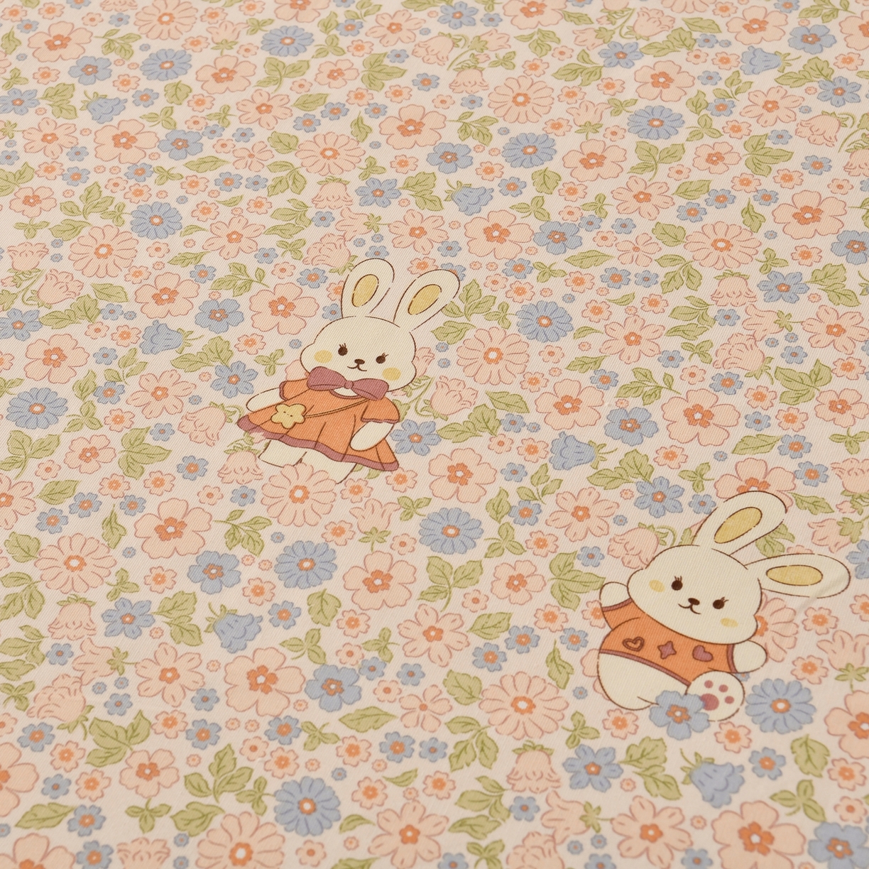 91家纺网 家纺一手货源 找家纺 悠米悠家 2026新款工艺款印花老粗布床笠单品床笠床笠单件凉席席子 春日兔游记