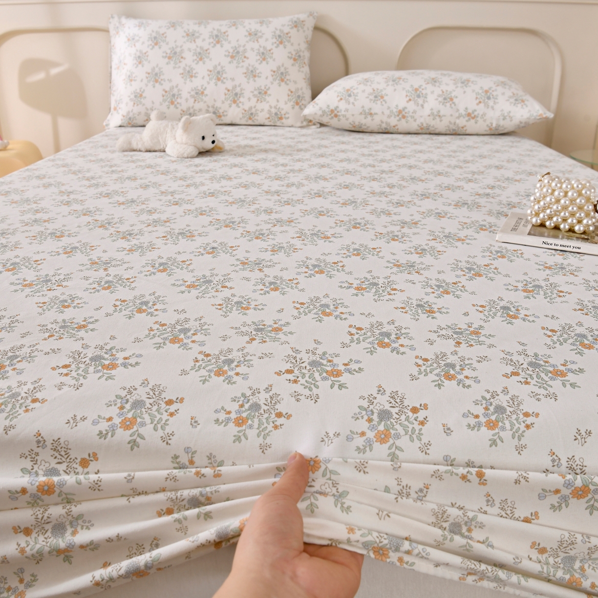 91家纺网 家纺一手货源 找家纺 悠米悠家 2026新款工艺款印花老粗布床笠单品床笠床笠单件凉席席子 秋野小雏菊