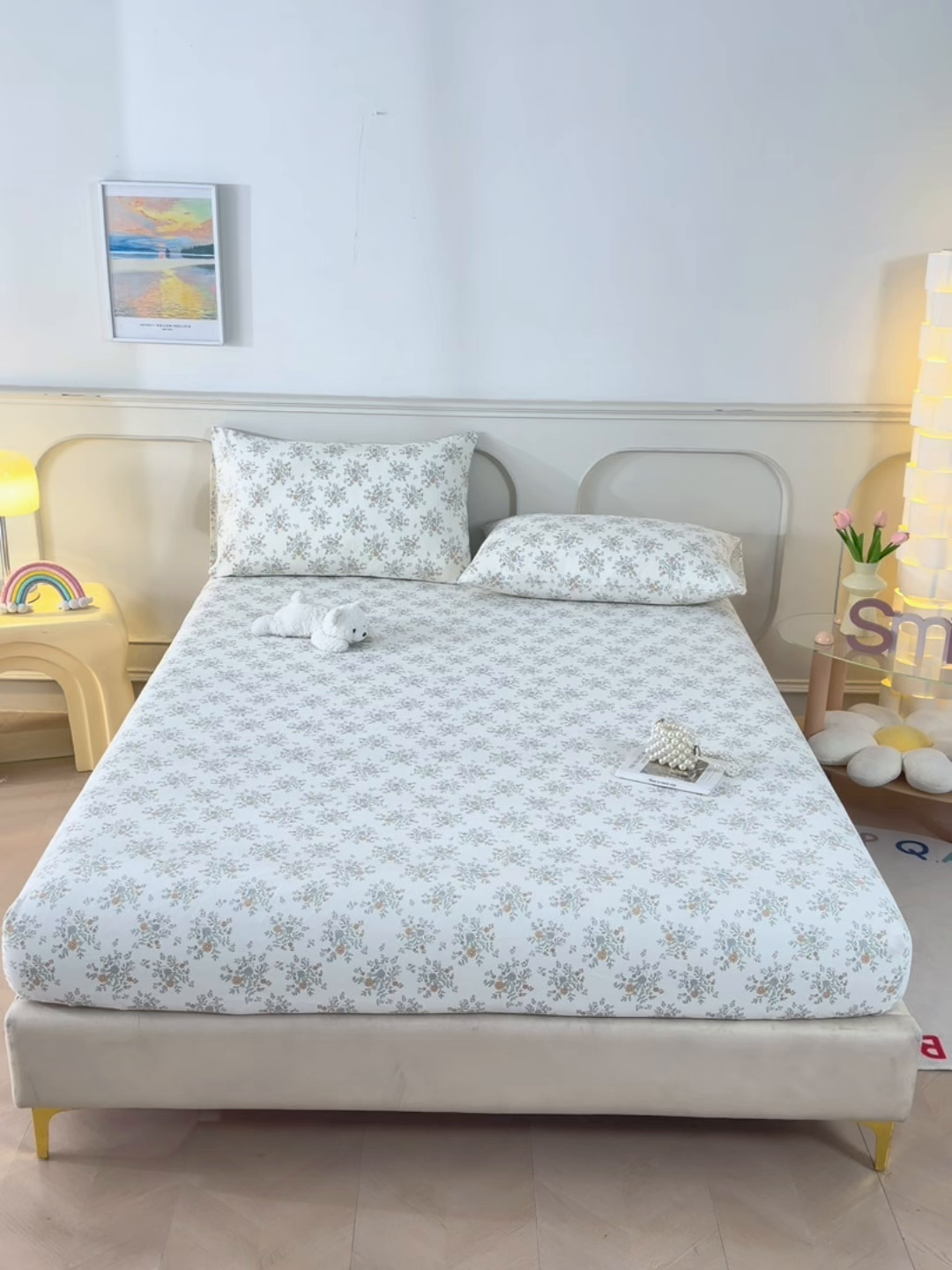 91家纺网 家纺一手货源 找家纺 悠米悠家 2026新款工艺款印花老粗布床笠单品床笠床笠单件凉席席子 秋野小雏菊