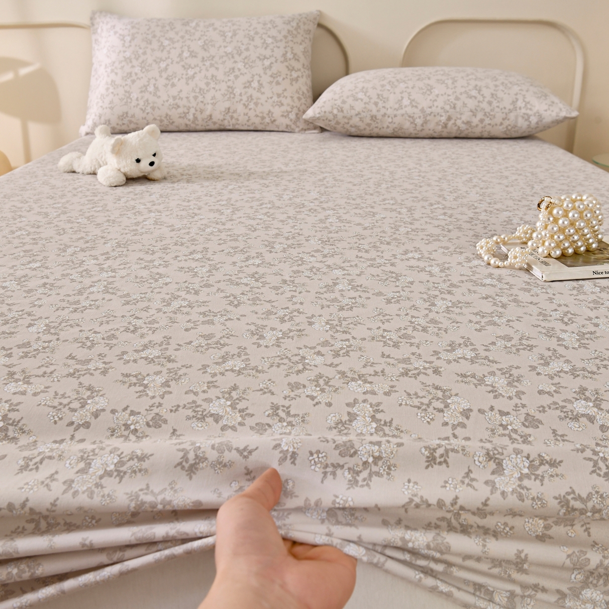 91家纺网 家纺一手货源 找家纺 悠米悠家 2026新款工艺款印花老粗布床笠单品床笠床笠单件凉席席子 森系小野菊