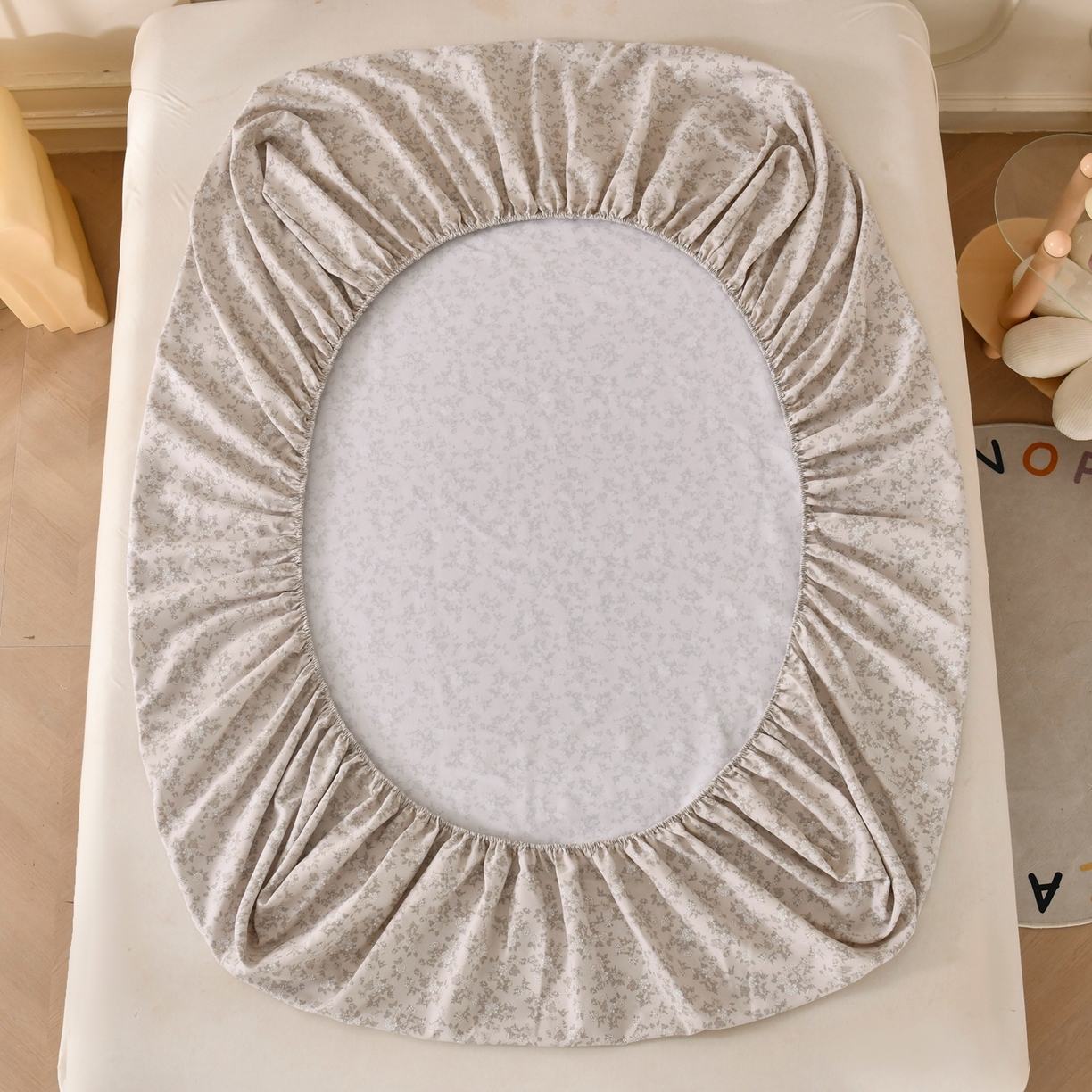 91家纺网 家纺一手货源 找家纺 悠米悠家 2026新款工艺款印花老粗布床笠单品床笠床笠单件凉席席子 森系小野菊