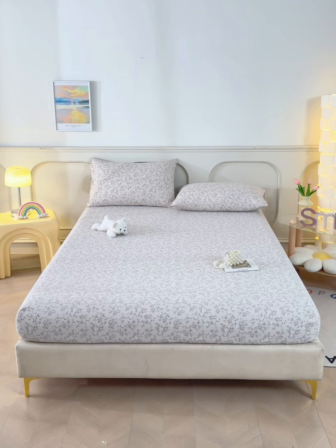 91家纺网 家纺一手货源 找家纺 悠米悠家 2026新款工艺款印花老粗布床笠单品床笠床笠单件凉席席子 森系小野菊