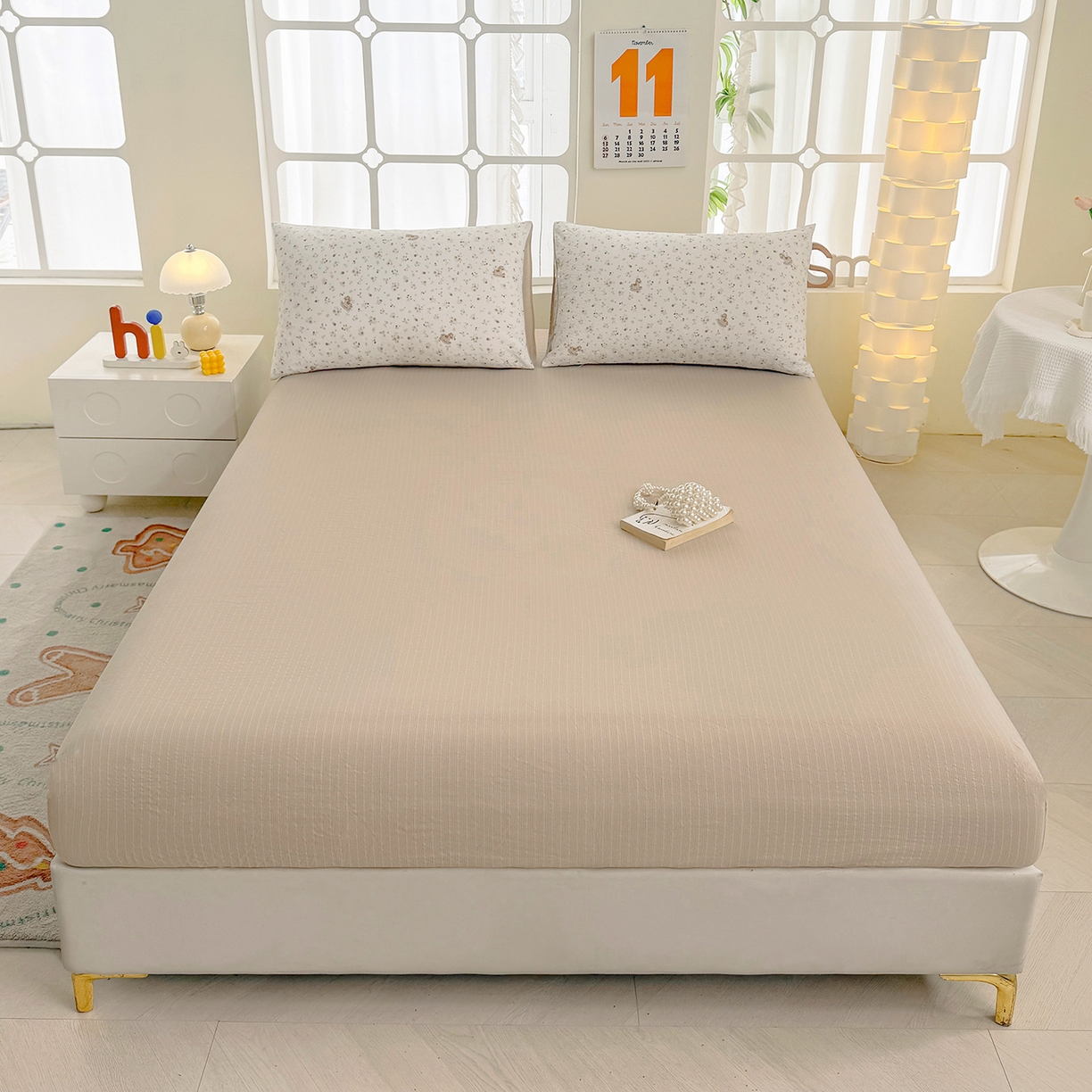 91家纺网 家纺一手货源 找家纺 （总）悠米悠家 2026春夏新款高克重A类泡芙纱泡泡皱皱纱四件套