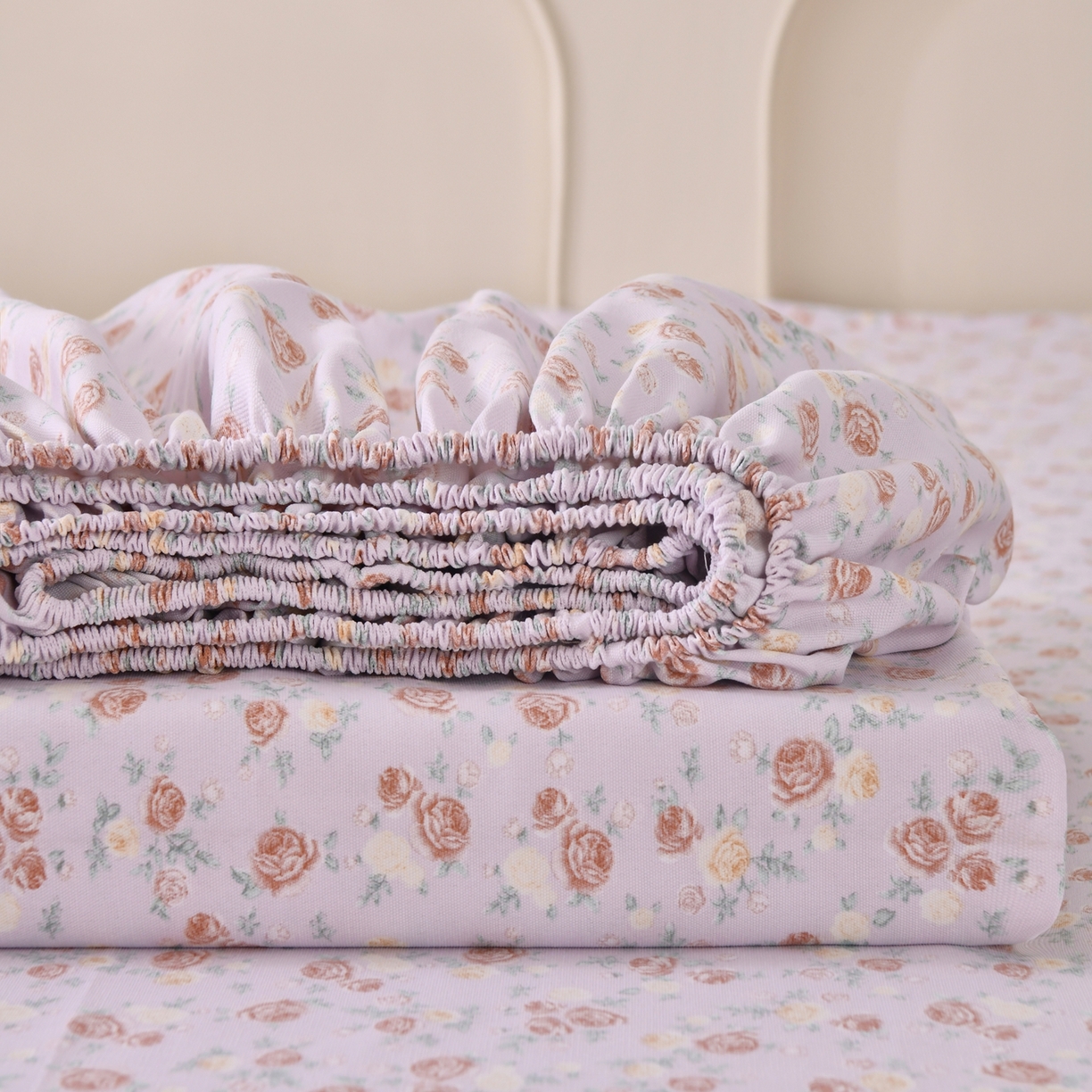 悠米悠家 2026新款工艺款印花老粗布床笠单品床笠床笠单件凉席席子 紫雾玫瑰园