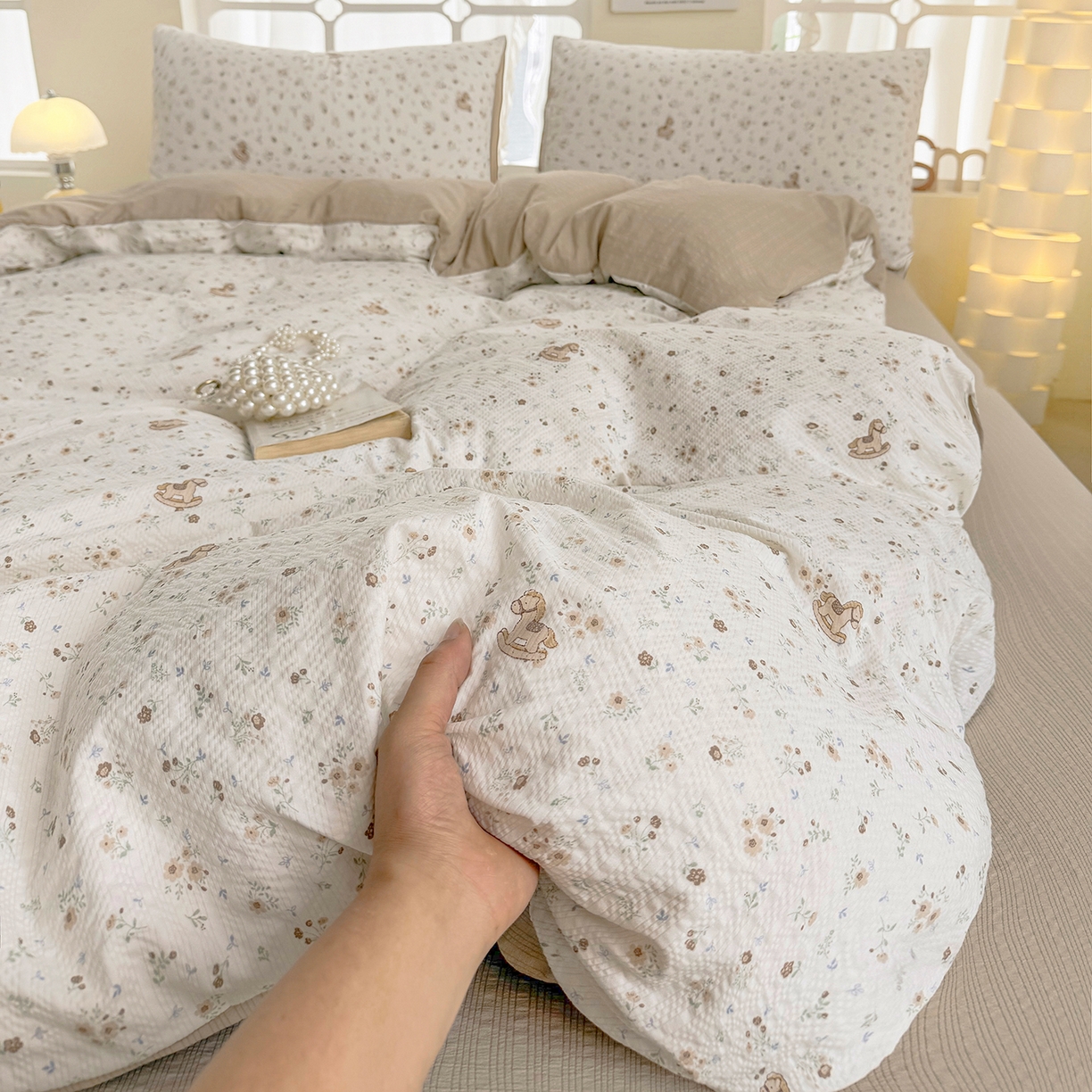 91家纺网 家纺一手货源 找家纺 （总）悠米悠家 2026春夏新款高克重A类泡芙纱泡泡皱皱纱四件套