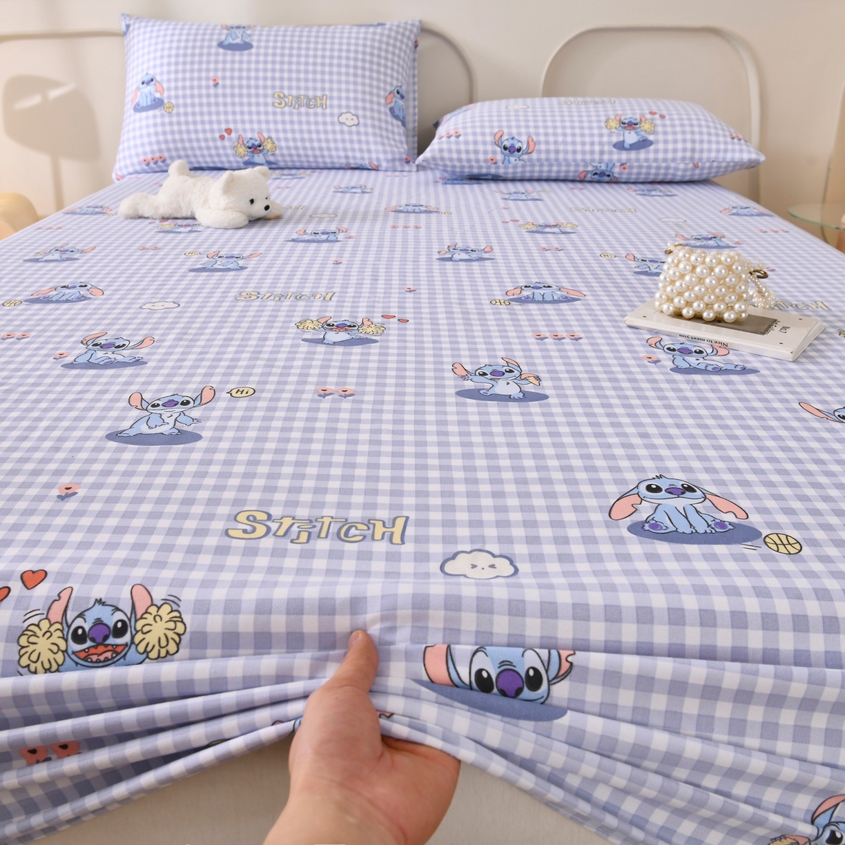 91家纺网 家纺一手货源 找家纺 悠米悠家 2026新款工艺款印花老粗布床笠单品床笠床笠单件凉席席子 格纹史迪日记